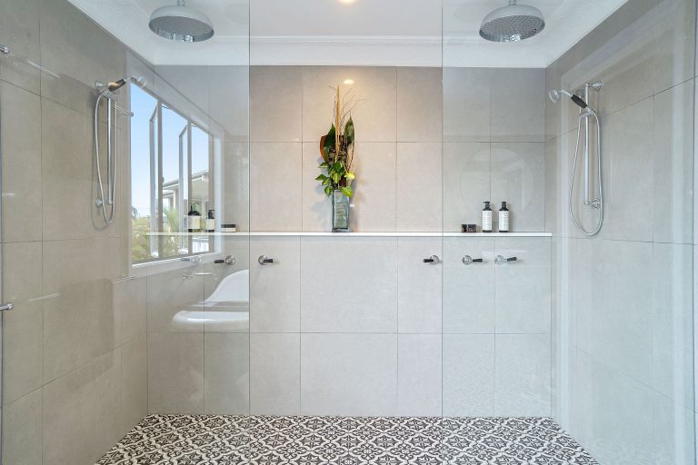 luxury bathroom renovation with double shower heads
